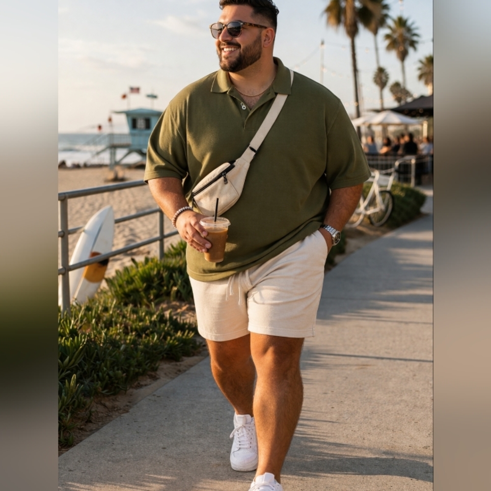 Snake Eyes Plus Size Olive Green Polo Shirt Classic Casual Streetwear Golf